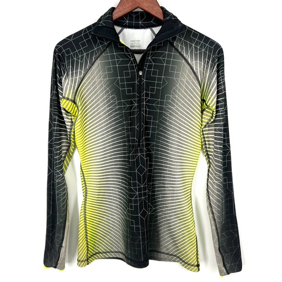 Nike Tops - Nike Dri-Fit 1/2 Zip Pullover Shirt Black & Yellow Womens Size M Medium Running